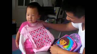 Toddler Natalie Receives New Clothes And A Dora Back Pack From Nainai And Yehyeh