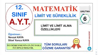 6 12. Sinif - Ayt - Matemati̇k Türev Limit Ve Limit Alma Özellikleri Unutma 6