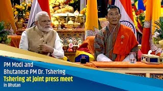 PM Modi and Bhutanese PM Dr. Tshering at joint press meet in Bhutan