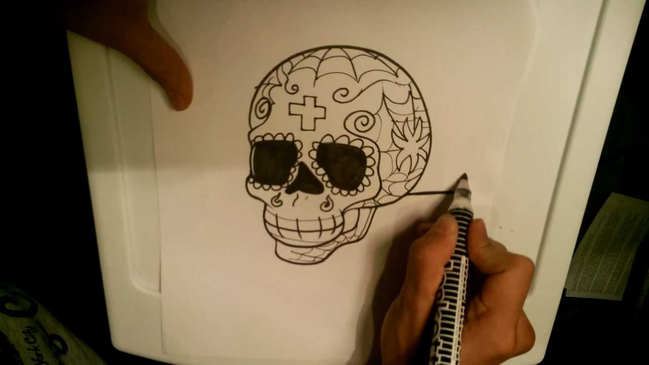 How to Draw a Sugar skull - Skull drawings - YouTube