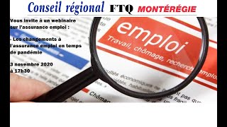 Webinaire sur les modifications à l'assurance emploi en temps de pandémie