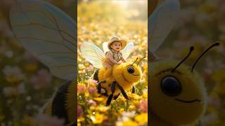 Baby Riding On A Giant Yellow Bee Cutest Fantasy Moment Ever