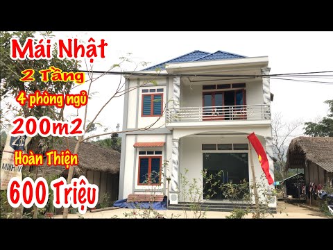 Mẫu nhà 2 tầng mái Nhật .Tổng 200m2 4 phòng ngủ. Kinh phí hoàn thiện 600 triệu