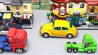Transformers Bumblebee Movie Animation Robot Truck Lego Fast Food Robbery Police Car for kids