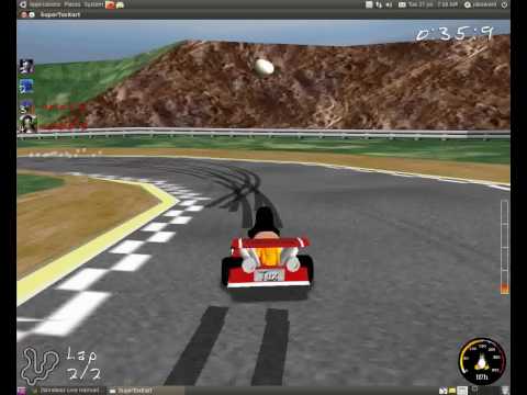 Video of game play for Super Tux Kart