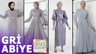 2023 Gri Abiye Modelleri 1 - Gri Tesettür Abiyeler | ModaNisa Abendkleider - Eve