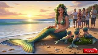 Gorgeous Mother Mermaid With Adorable Baby Girls