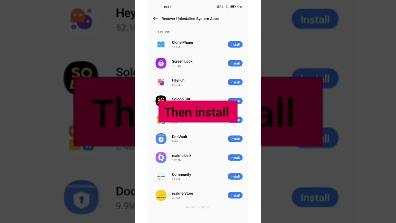 Recover system uninstall apps in realme devices Recover system uninstall apps in realme devices