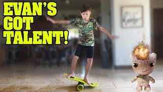 Evans Got Talent Balancing On The Morf Board Exploding Groot Huge Clamour 2018 Toy Haul