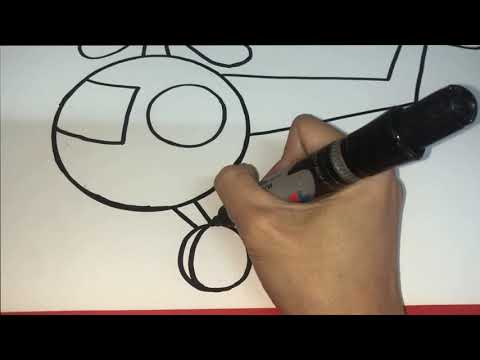 How to draw a Helicopter - Hướng dẫn vẽ máy bay trực thăng đơn giản cho bé