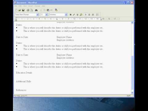 WORDPAD RESUME TEMPLATE DOWNLOAD FREE