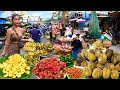 Best Cambodian street food heavy rain @ market | Delicious Plenty of fresh foods & Fruits