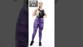 W00008445 - Kadın Mor İnce Fitilli Toparlayıcı Batik Büyük Beden Tayt