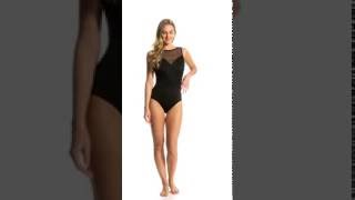 Longitude Overlay Mesh High Neck One Piece Swimsuit Swimoutlet