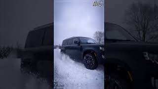 Ag New Black Land Rover Defender Off Roading Car Entry In Snow