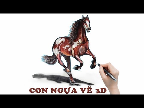 VẼ "CON NGỰA"3D/ HOW TO DRAW HORSE/ VẼ CON NGỰA ĐƠN GIẢN/# PHẠM HOA VLOG#