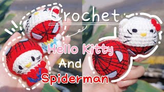 Crochet Hello Kitty And Spiderman Crochet Hello Kitty X Spiderman Móc Len Hello Kitty Lemn Do