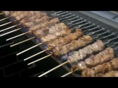 Chicken Souvlaki skewers grilling machine - YouTube