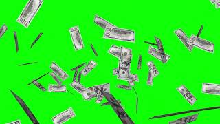 American 100 Dollars Cash Bills Exploding On Green Screen