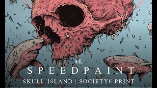 Skull Island Society6 Art Illustration Process Time Lapse