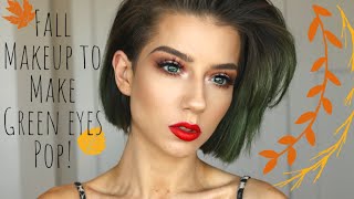 Fall makeup to make green eyes POP! | GRWM