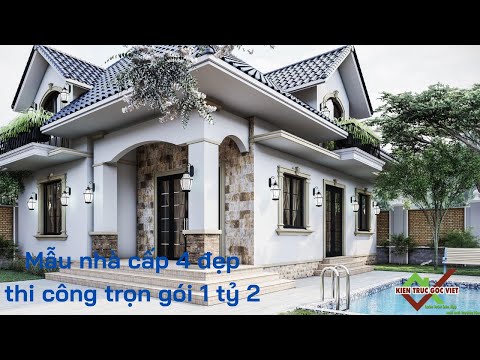Xây liền mẫu nhà cấp 4 giá 1 tỷ 1 kiểu Tây đẹp lạ mắt