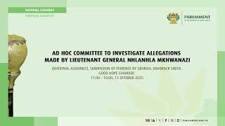 Ad Hoc Committee Investigate Allegations By Lieutenant General Nhlanhla Mkhwanazi 23, 13 October 2