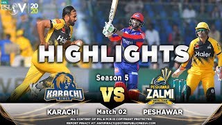 Karachi Kings vs Peshawar Zalmi | Full Match Highlights | Match 2 | 21 Feb 2020 | HBL PSL 2020