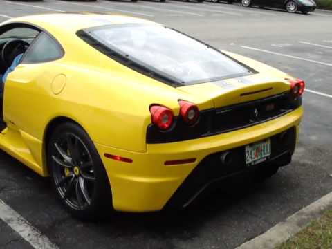 Yellow Ferrari California Driving Around The City