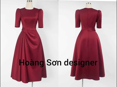 dạy cắt may cơ bản:hướng dẫn cách cắt đầm xếp ly có bèo ống|Hoàng Sơn designer, đầm xếp ly