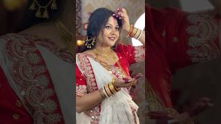 সথর সদর Traditional Bengali Look With Red White Saree & D Jewellery