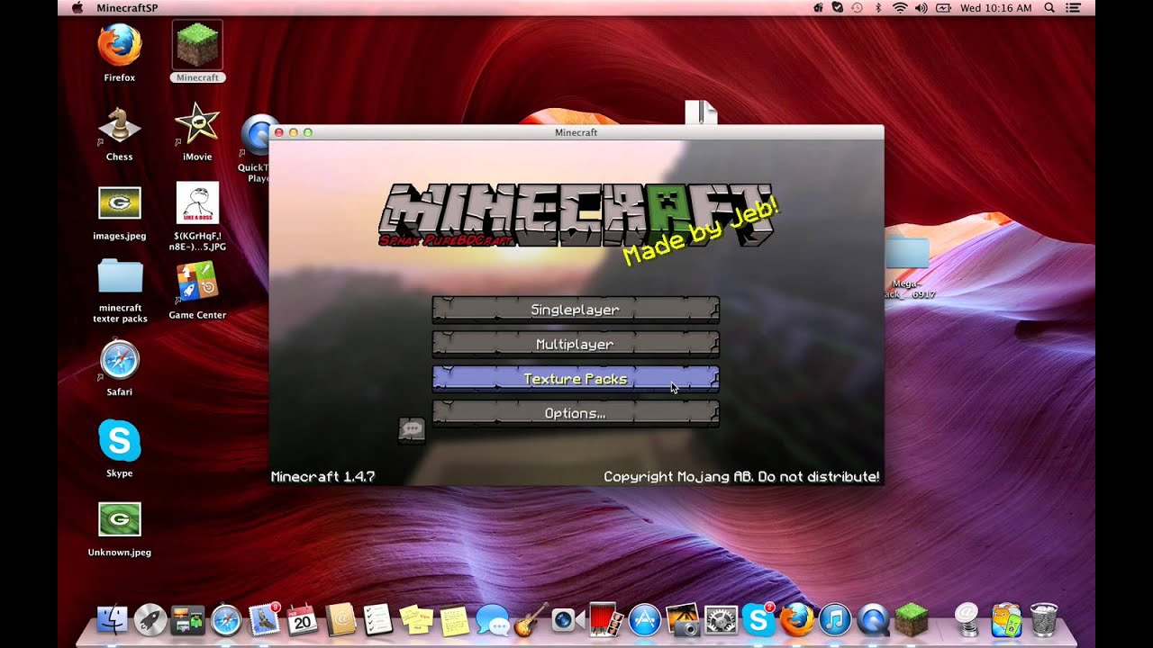 how to download a minecraft texture pack on a mac