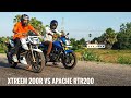 Xtreme 200R vs Apache RTR 200 Drag Race