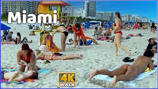 【4K】WALK MIAMI BEACH South Beach 4k SLOW TV travel  Bikini Beach USA