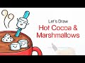 How to Draw Hot Chocolate with Marshmallows - Cartoon Food