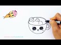 How to Draw Hot Chocolate with Marshmallows - Cartoon Food