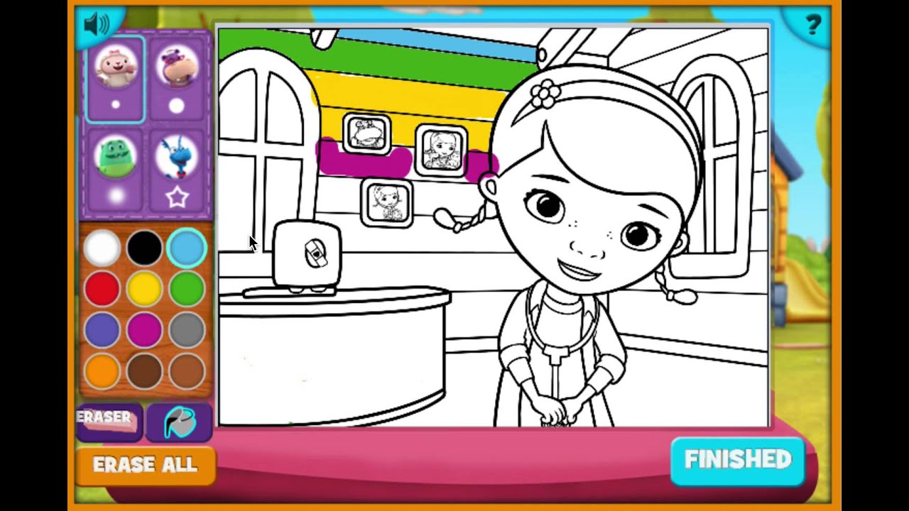Игра раскраски доктор плюшева Игра раскраски доктор плюшева