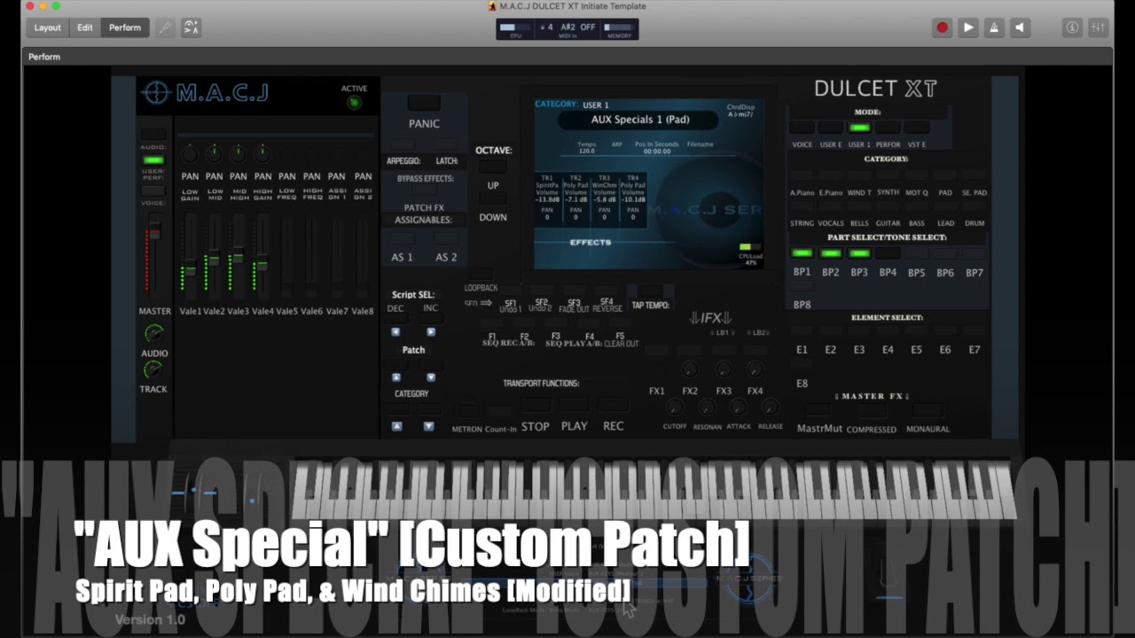Custom Patch in the DULCET XT mainstage template!