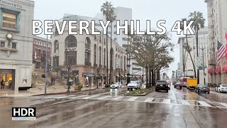 Rainy Beverly Hills - Scenic Drive 4K Hdr - Los Angeles Usa