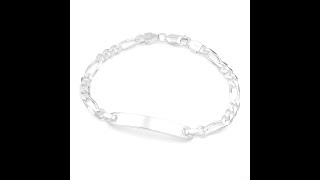 Sterling Silver Thin Figaro Link Engraved Bracelets Sterling Silver Thin Figaro Link Engraved Bracelets video thumbnail