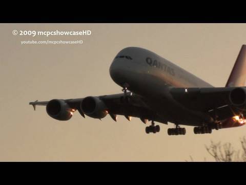 QANTAS A380 LANDING 27L | LHR
