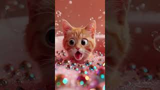 Tabby Cat Has A Bubble Bath