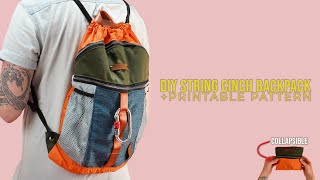 DIY Drawstring Cinch Backpack + PRINTABLE SEWING PATTERN (STEP BY STEP SEWING PROJECT)