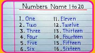1 To 20 Number Name 1 To 20 Spelling One To Twenty Spelling In English