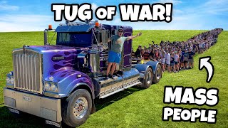 Semi Truck Vs. People In Tug Of War
