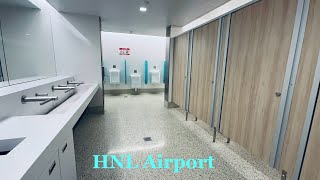 Mens Womens Family Restroom, Toto Urinal & Toilet Flush, Hand Dryer Hnl Airport, Honolulu Hawaii