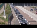 Queen Elizabeth II and Enormous Escort Entourage on a cleared Highway at Frankfurt