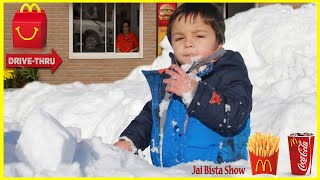 Kids Driving to McDonald's in Snow / McDonald's Drive Thru Prank (SKIT)