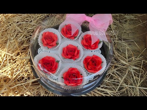 DIY how to make paper flower rose#ดอกไม้กระดาษในถ้วยคัพเค้ก#วาเลนไทน์/แม่เนย น้องพอสDIY