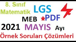 8. Sınıf Lgs Meb Mayıs Ayı 2021 Sayısal Matematik Örnek Soruları Çözümler Pdf